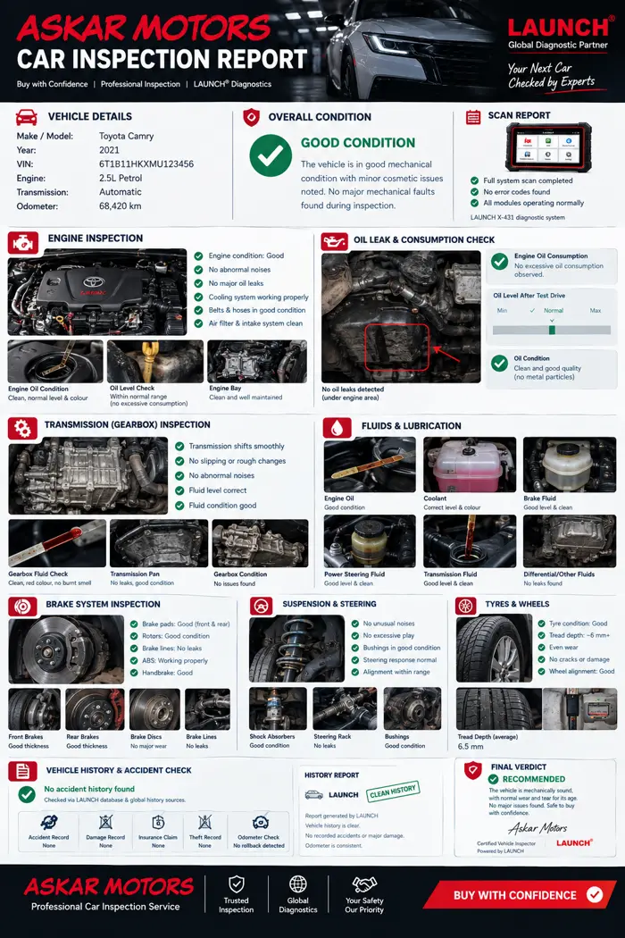 Askar Motors detailed car inspection report example